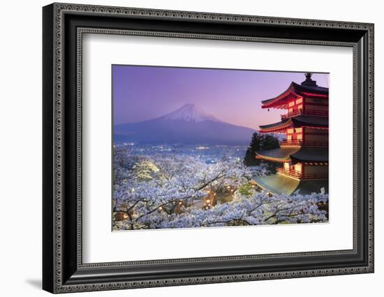 Japan, Yamanashi Prefecture, Fuji-Yoshida, Chureito Pagoda, Mt Fuji and Cherry Blossoms-Michele Falzone-Framed Photographic Print