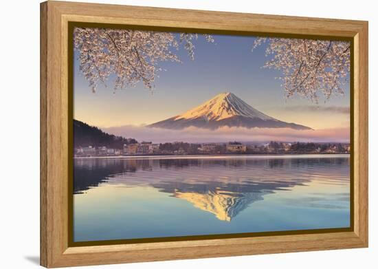 Japan, Yamanashi Prefecture, Kawaguchi Ko Lake and Mt Fuji-Michele Falzone-Framed Premier Image Canvas