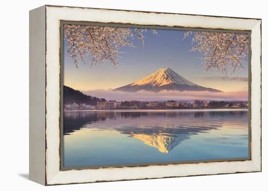 Japan, Yamanashi Prefecture, Kawaguchi Ko Lake and Mt Fuji-Michele Falzone-Framed Premier Image Canvas