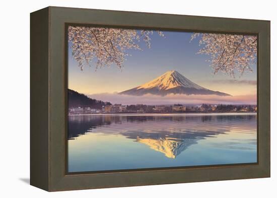 Japan, Yamanashi Prefecture, Kawaguchi Ko Lake and Mt Fuji-Michele Falzone-Framed Premier Image Canvas