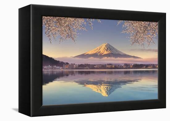 Japan, Yamanashi Prefecture, Kawaguchi Ko Lake and Mt Fuji-Michele Falzone-Framed Premier Image Canvas