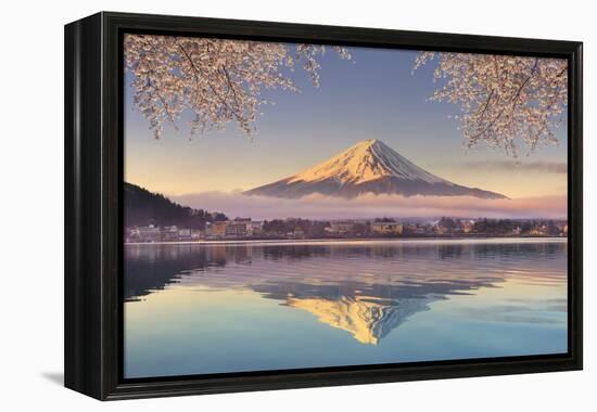 Japan, Yamanashi Prefecture, Kawaguchi Ko Lake and Mt Fuji-Michele Falzone-Framed Premier Image Canvas