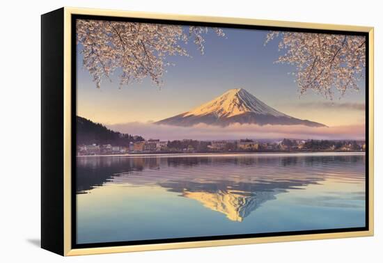 Japan, Yamanashi Prefecture, Kawaguchi Ko Lake and Mt Fuji-Michele Falzone-Framed Premier Image Canvas
