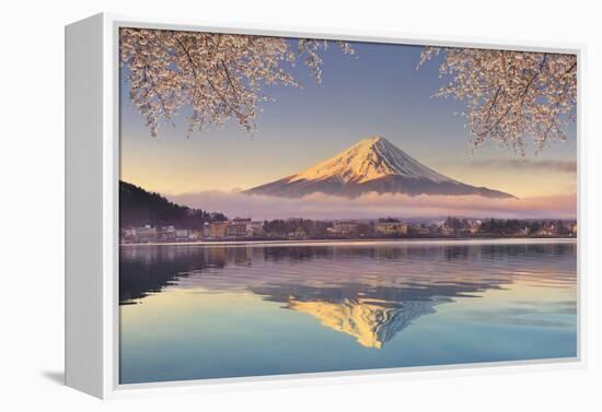 Japan, Yamanashi Prefecture, Kawaguchi Ko Lake and Mt Fuji-Michele Falzone-Framed Premier Image Canvas