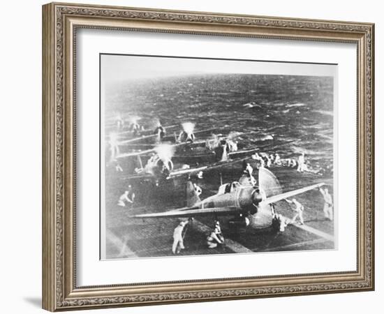 Japanese Aircraft Carrier 'Akagi', Flagship of Admiral Nagumo, Pearl Harbor, 7th December, 1941-Japanese Photographer-Framed Photographic Print