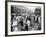 Japanese-American Internees Waiting to Board Train to Santa Anita, Los Angeles, c.1942-null-Framed Photo