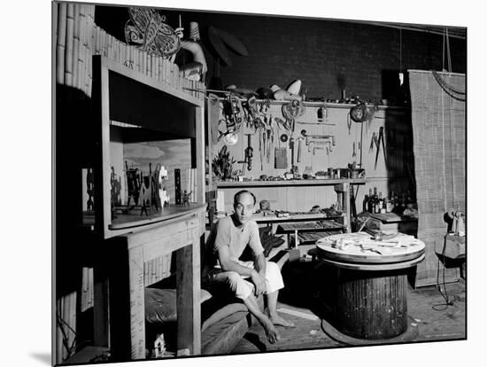 Japanese American Sculptor Isamu Noguchi in His Workshop-Eliot Elisofon-Mounted Premium Photographic Print