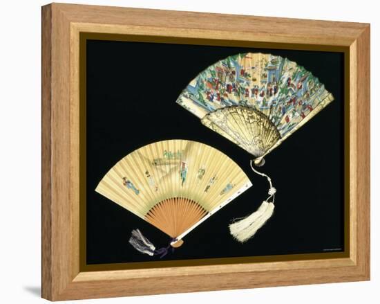 Japanese and Chinese Silk Fans, c.1850-70-null-Framed Premier Image Canvas