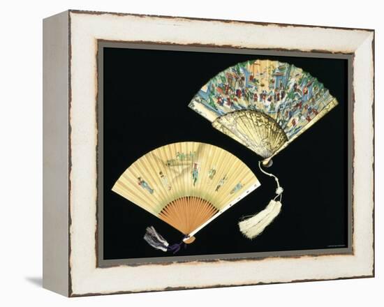 Japanese and Chinese Silk Fans, c.1850-70-null-Framed Premier Image Canvas