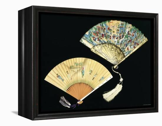 Japanese and Chinese Silk Fans, c.1850-70-null-Framed Premier Image Canvas