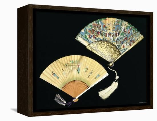 Japanese and Chinese Silk Fans, c.1850-70-null-Framed Premier Image Canvas