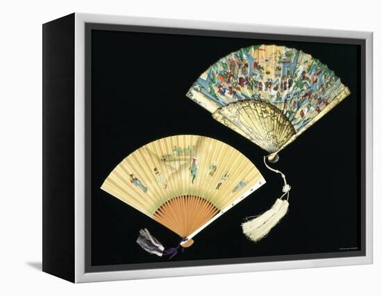 Japanese and Chinese Silk Fans, c.1850-70-null-Framed Premier Image Canvas