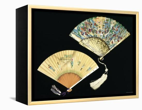 Japanese and Chinese Silk Fans, c.1850-70-null-Framed Premier Image Canvas