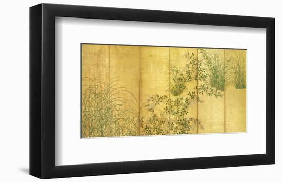 Japanese Autumn Grasses, Six-Fold Screen, Early Edo Period-null-Framed Premium Giclee Print