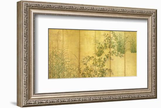 Japanese Autumn Grasses, Six-Fold Screen, Early Edo Period-null-Framed Premium Giclee Print