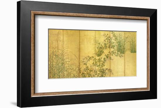 Japanese Autumn Grasses, Six-Fold Screen, Early Edo Period-null-Framed Premium Giclee Print