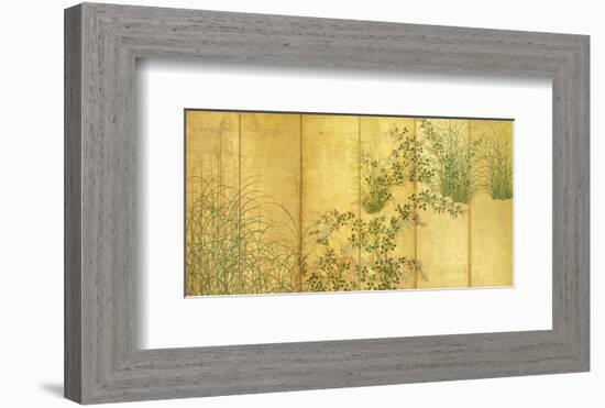 Japanese Autumn Grasses, Six-Fold Screen, Early Edo Period-null-Framed Premium Giclee Print