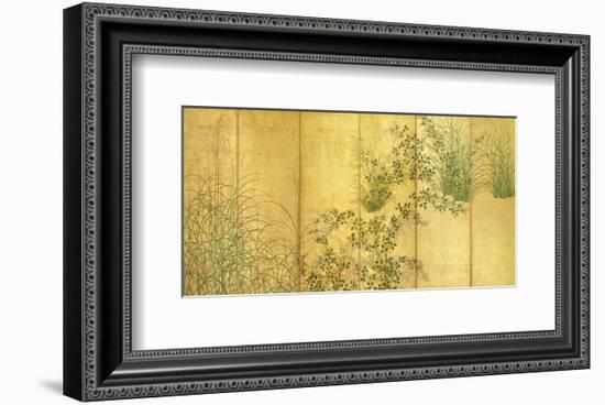 Japanese Autumn Grasses, Six-Fold Screen, Early Edo Period-null-Framed Premium Giclee Print