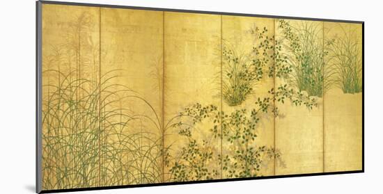 Japanese Autumn Grasses, Six-Fold Screen, Early Edo Period-null-Mounted Premium Giclee Print