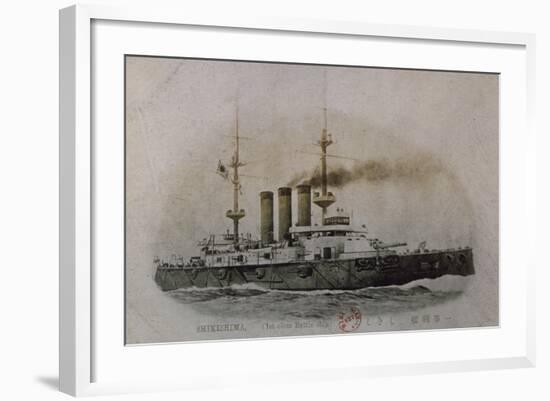 Japanese Battleship Shikishima, Russo-Japanese War-null-Framed Giclee Print