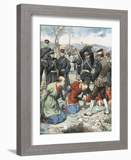 Japanese Beheading Chinese Functionaries, Russo-Japanese War, 1904-5-null-Framed Giclee Print