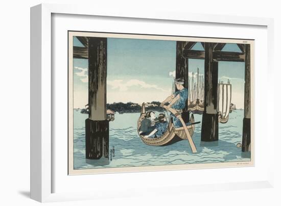 Japanese Boating Party, a Boatman Carries Two Ladies to an Island-Kuniyoshi Utagawa-Framed Art Print