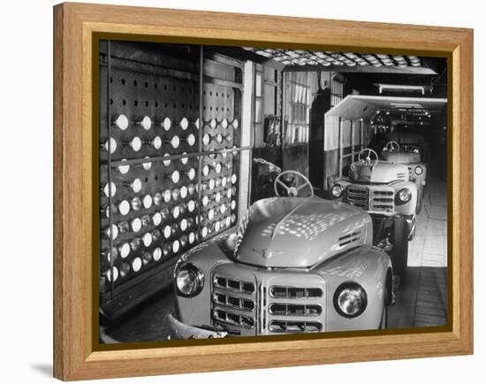 Japanese Cars on Assembly Line at Toyota Motors Plant-Margaret Bourke-White-Framed Premier Image Canvas