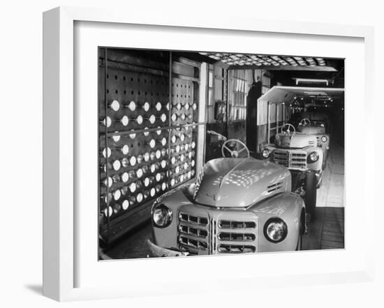 Japanese Cars on Assembly Line at Toyota Motors Plant-Margaret Bourke-White-Framed Photographic Print