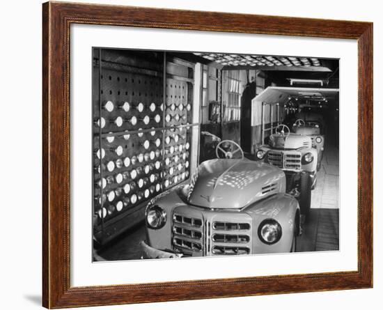 Japanese Cars on Assembly Line at Toyota Motors Plant-Margaret Bourke-White-Framed Photographic Print