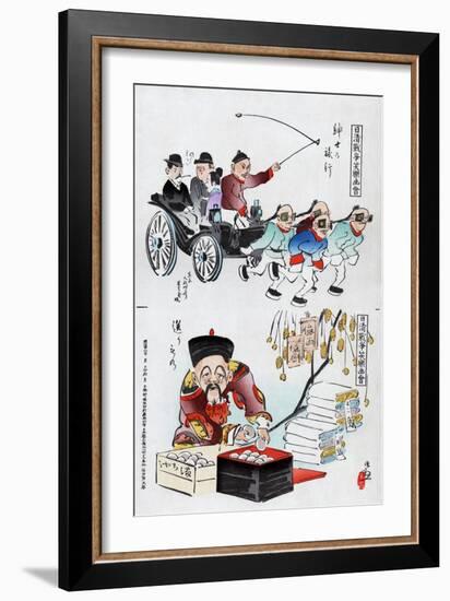 Japanese Cartoon, 1895-Kiyochika Kobayashi-Framed Giclee Print