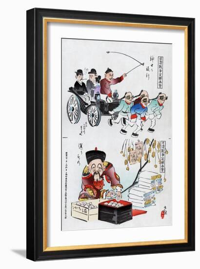 Japanese Cartoon, 1895-Kiyochika Kobayashi-Framed Giclee Print