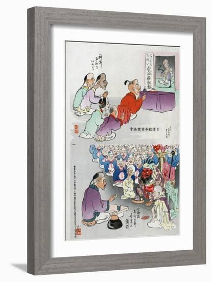 Japanese Cartoon, C. 1895-Kobayashi Kiyochika-Framed Giclee Print