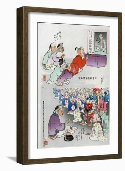 Japanese Cartoon, C. 1895-Kobayashi Kiyochika-Framed Giclee Print