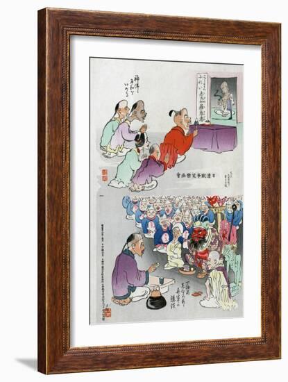 Japanese Cartoon, C. 1895-Kobayashi Kiyochika-Framed Giclee Print