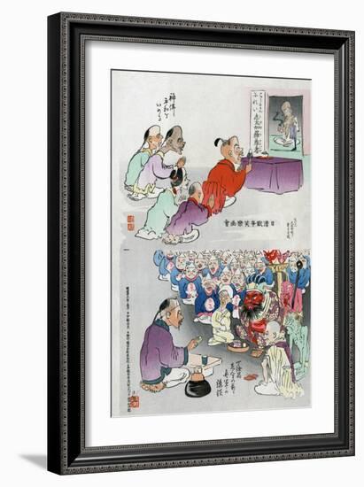 Japanese Cartoon, C. 1895-Kobayashi Kiyochika-Framed Giclee Print