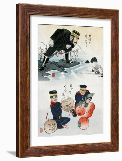 Japanese Cartoon, C. 1895-Kobayashi Kiyochika-Framed Giclee Print