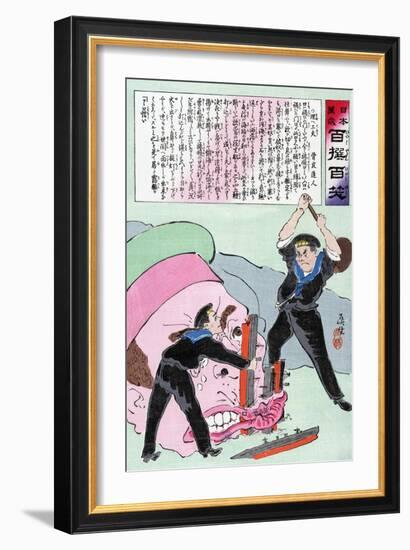 Japanese Cartoon, C.1905-Kobayashi Kiyochika-Framed Giclee Print