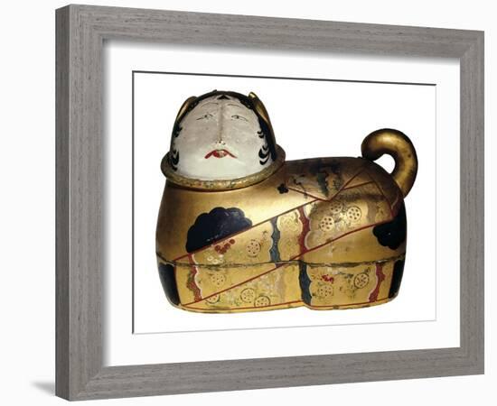 Japanese Cat Shaped Container for Newborn's Clothing and Talisman Against Evil Spirits-null-Framed Photo