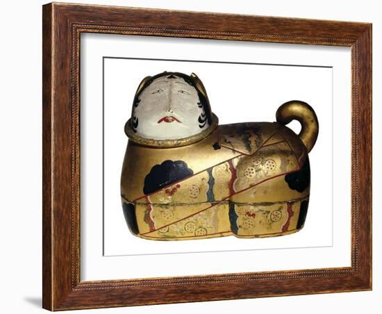 Japanese Cat Shaped Container for Newborn's Clothing and Talisman Against Evil Spirits-null-Framed Photo