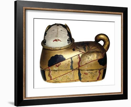 Japanese Cat Shaped Container for Newborn's Clothing and Talisman Against Evil Spirits-null-Framed Photo