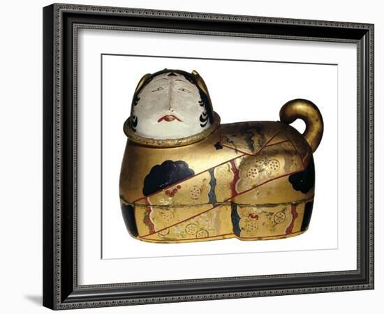 Japanese Cat Shaped Container for Newborn's Clothing and Talisman Against Evil Spirits-null-Framed Photo