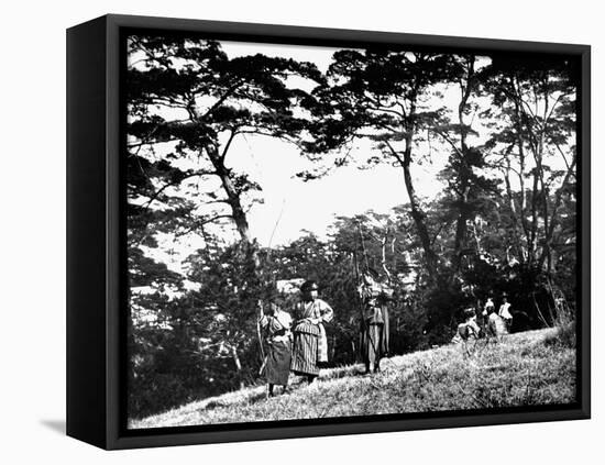 Japanese Children Playing with Bows, Korea, 1900-null-Framed Premier Image Canvas