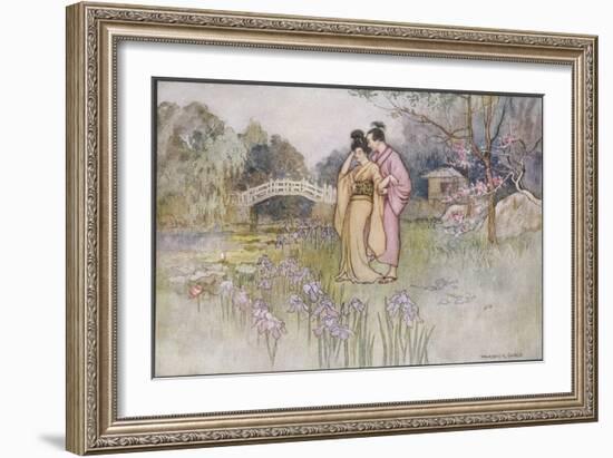 Japanese Couple in a Garden-Warwick Goble-Framed Art Print