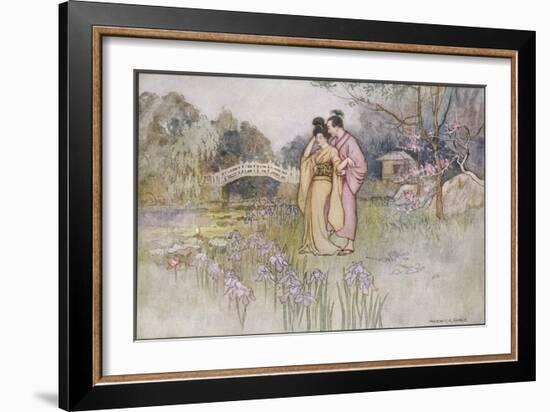 Japanese Couple in a Garden-Warwick Goble-Framed Art Print