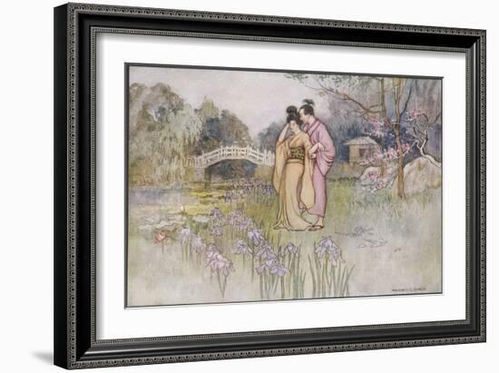 Japanese Couple in a Garden-Warwick Goble-Framed Art Print