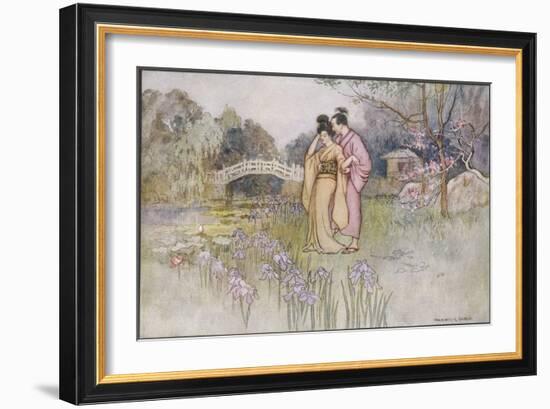 Japanese Couple in a Garden-Warwick Goble-Framed Art Print