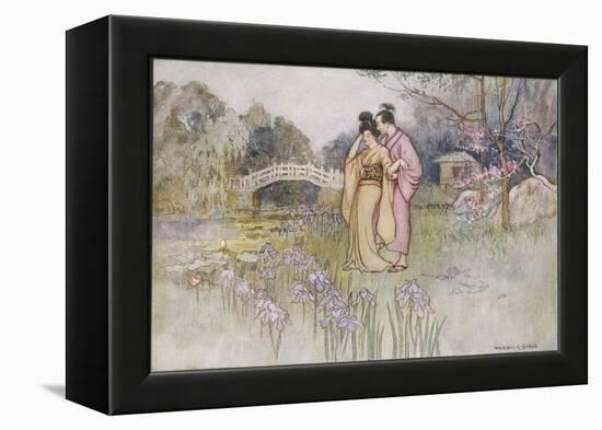 Japanese Couple in a Garden-Warwick Goble-Framed Stretched Canvas