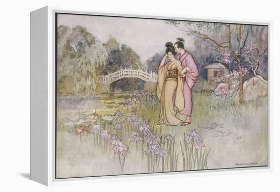 Japanese Couple in a Garden-Warwick Goble-Framed Stretched Canvas