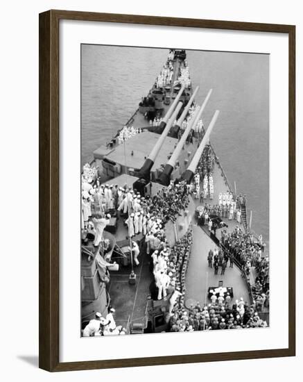 Japanese Delegation Face Allied Officers During the Official Unconditional Surrender of Japan-John Florea-Framed Premium Photographic Print