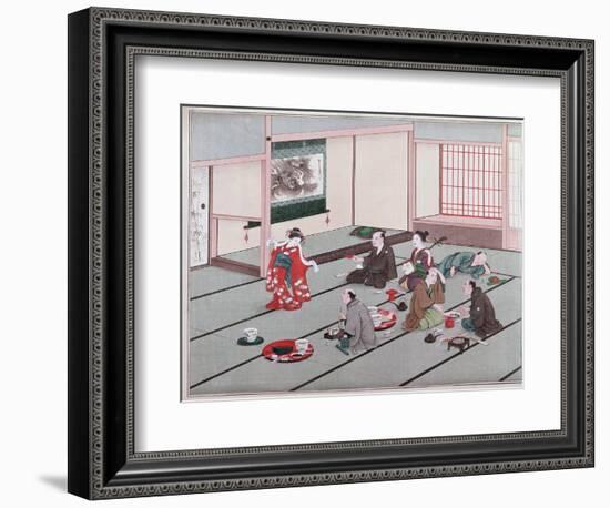 Japanese Eating, Drinking and Being Entertained in Teahouse-Japanese School-Framed Giclee Print